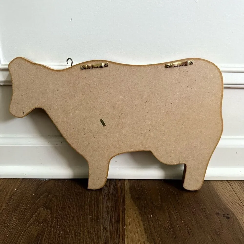 Vintage 80s 90s Cow Heart Country Kitchen Folk Art Plaque 14”x8.5”